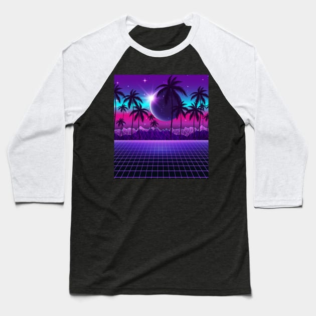 Twilight Retrowave Baseball T-Shirt by edmproject